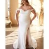 Cinderella Divine Plus Size White Off The Shoulder Trumpet Bridal Gown