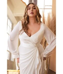Cinderella Divine Plus Size White Portrait Satin Bridal Gown -New Dress Store plus size white portrait satin bridal gown 907446