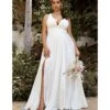 Cinderella Divine Plus Size White Satin A Line Bridal Gown