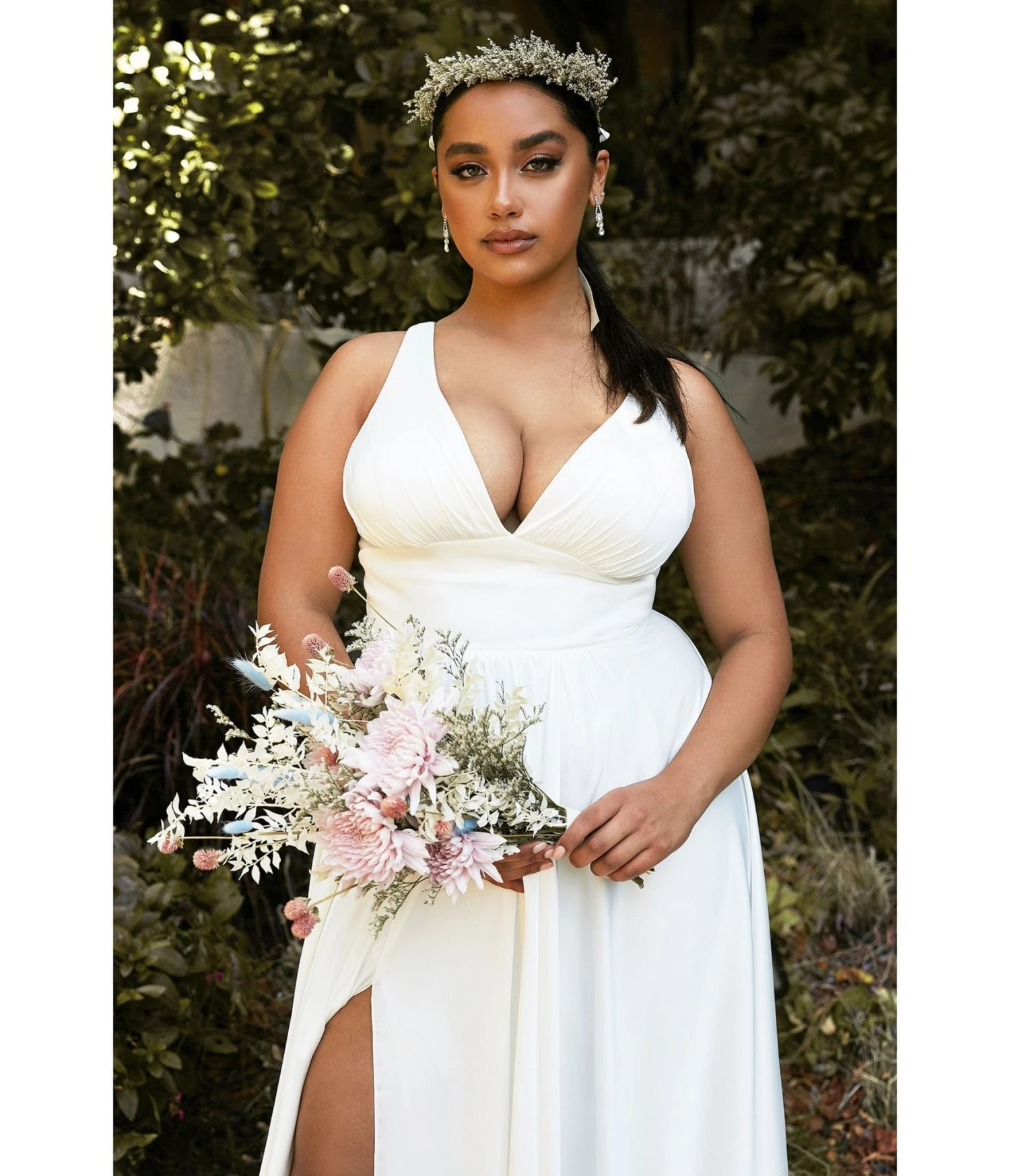 Cinderella Divine Plus Size White Satin A Line Bridal Gown 2 Cinderella Divine Plus Size White Satin A Line Bridal Gown - Image 2