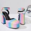 Rainbow Glitter Chunky Platform Heels