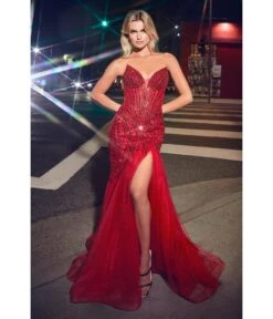 Cinderella Divine Red Beaded Sequin Strapless Mermaid Prom Dress 7 Cinderella Divine Red Beaded Sequin Strapless Mermaid Prom Dress -New Dress Store red beaded sequin strapless mermaid prom dress 359520