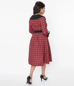 Red & Black Plaid Rakeel Swing Dress -New Dress Store red black plaid rakeel swing dress 752511