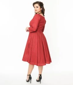 Red & Black Polka Dot Genevieve Swing Dress -New Dress Store red black polka dot genevieve swing dress 970092