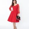 Red Chiffon Swing Dress