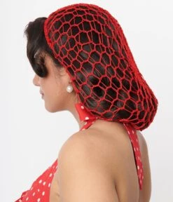 Red Crochet Hair Snood -New Dress Store red crochet hair snood 174689
