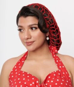 Red Crochet Hair Snood -New Dress Store red crochet hair snood 955586