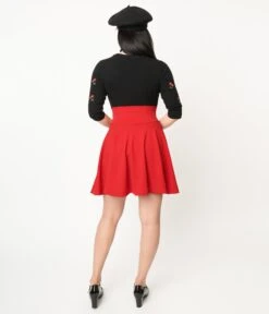 Red High Waist Swing Skirt -New Dress Store red high waist swing skirt 364393