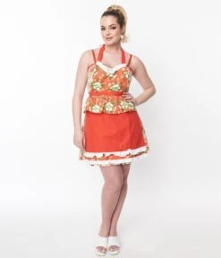 Red Orange Strawberry Fields Apron