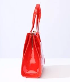 Red Patent Leatherette Handbag -New Dress Store red patent leatherette handbag 163021