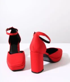 Red Satin & Rhinestone Buckle Pumps 5 Red Satin & Rhinestone Buckle Pumps -New Dress Store red satin rhinestone buckle pumps 779883