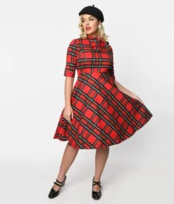 Red Tartan Plaid Swing Dress 5 Red Tartan Plaid Swing Dress -New Dress Store red tartan plaid swing dress 225597