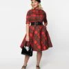 Red Tartan Plaid Swing Dress