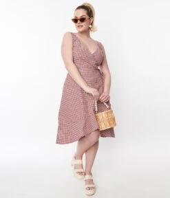 Red & White Gingham Wrap Dress -New Dress Store red white gingham wrap dress 637060