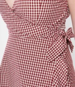 Red & White Gingham Wrap Dress -New Dress Store red white gingham wrap dress 893623