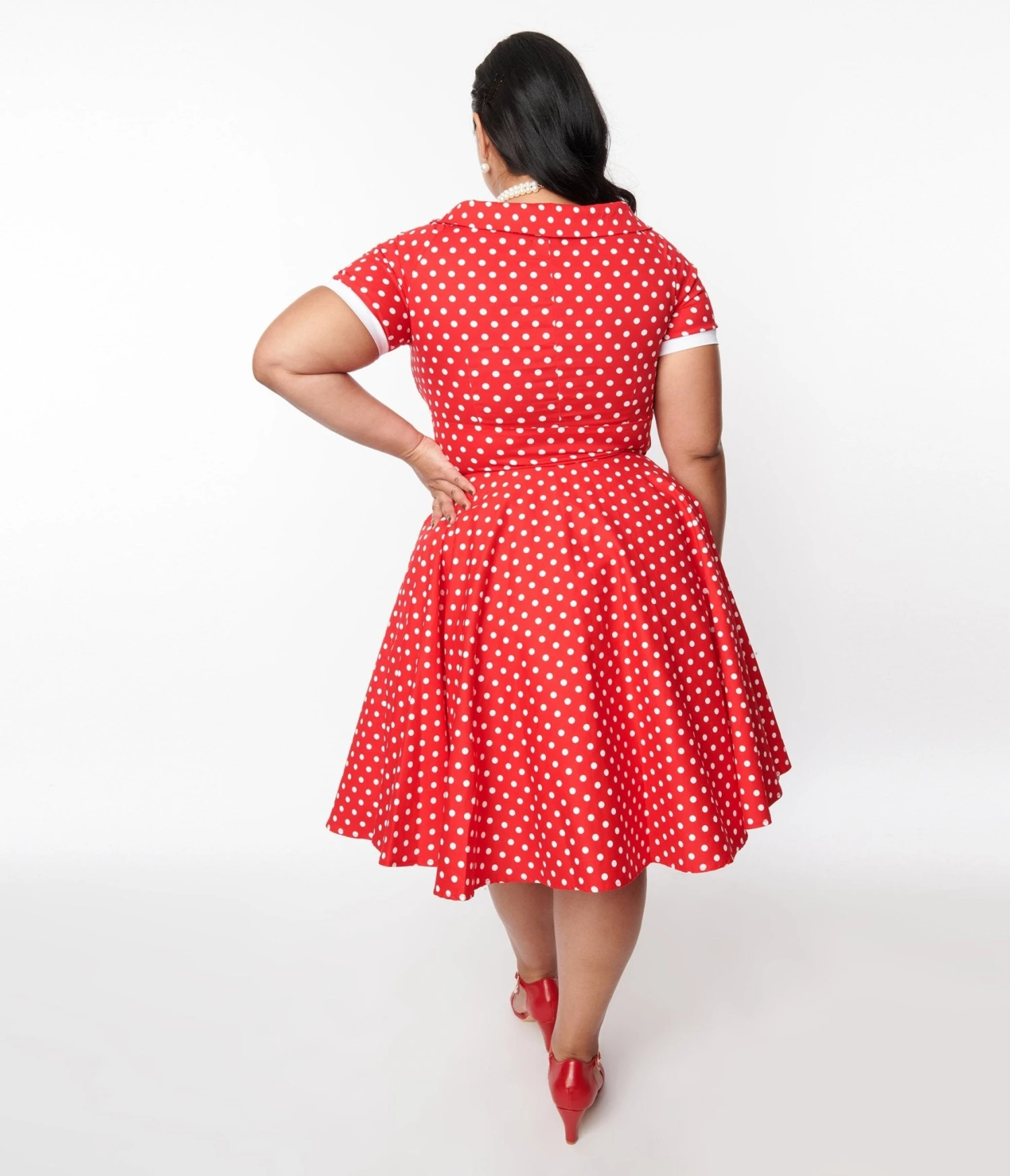 Red & White Polka Dot Dolly Swing Dress 2 Red & White Polka Dot Dolly Swing Dress - Image 2