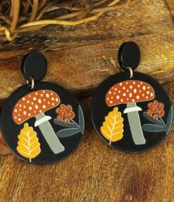 Retro Mushroom Circle Earrings