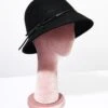 Retro Style Black Wool Leatherette Bow Cord Cloche Hat