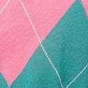 Retro Style Teal & Pink Argyle Sweater Crop Knit 6 Retro Style Teal & Pink Argyle Sweater Crop Knit - Image 6