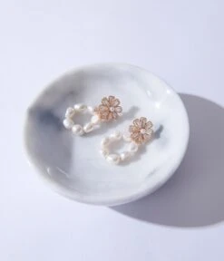 Rhinestone & Faux Freshwater Pearl Floral Drop Earrings -New Dress Store rhinestone faux freshwater pearl floral drop earrings 928096