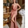 Cinderella Divine Rose Gold Satin Illusion Neck Homecoming Gown