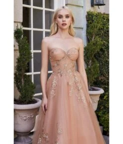 Cinderella Divine Rose Gold Tea Length Tulle Dress -New Dress Store rose gold tea length tulle dress 903613