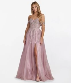 Rose Pink Floral Shimmer Formal Gown -New Dress Store rose pink floral shimmer formal gown 322043