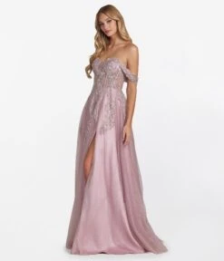 Rose Pink Floral Shimmer Formal Gown -New Dress Store rose pink floral shimmer formal gown 707863