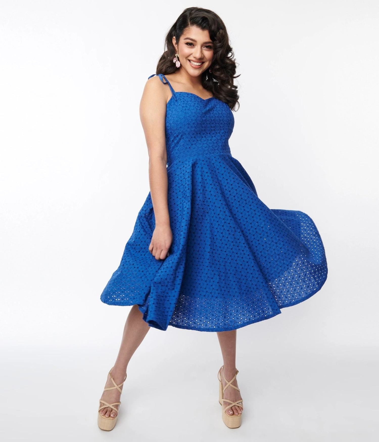 Royal Blue Eyelet Swing Sundress 5 Royal Blue Eyelet Swing Sundress - Image 5