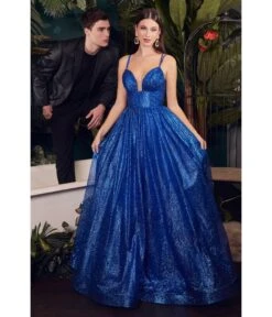Cinderella Divine Royal Blue Glitter Sleeveless Ball Gown