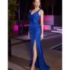 Cinderella Divine Royal Blue Glittering Satin Bridesmaid Gown