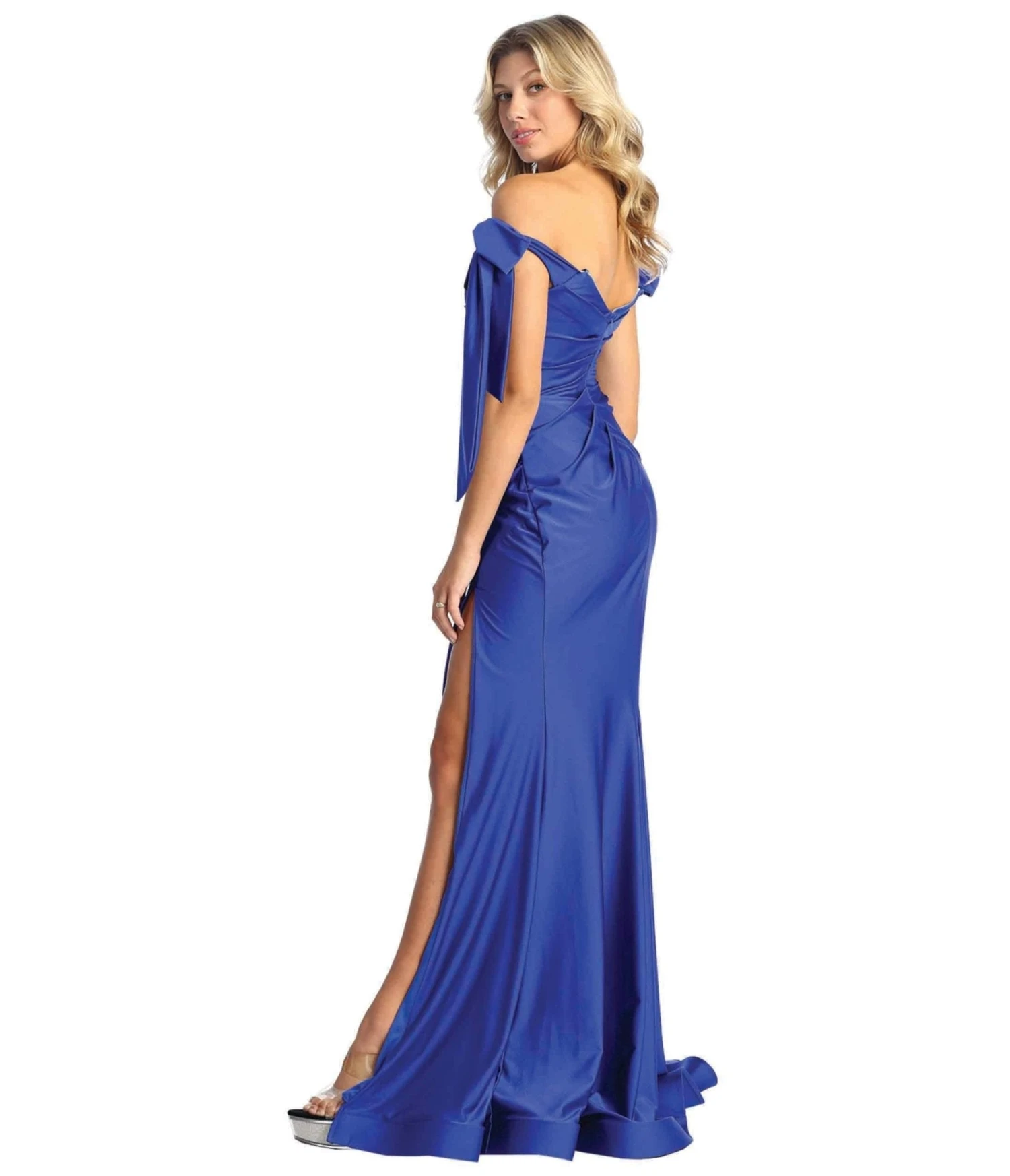 Royal Blue Off The Shoulder Prom Dress 2 Royal Blue Off The Shoulder Prom Dress - Image 2