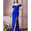 Cinderella Divine Royal Blue Regal Off Shoulder Bridesmaid Dress