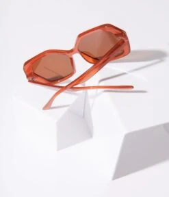 Rust & Brown Tint Geometric Sunglasses 5 Rust & Brown Tint Geometric Sunglasses -New Dress Store rust brown tint geometric sunglasses 357421