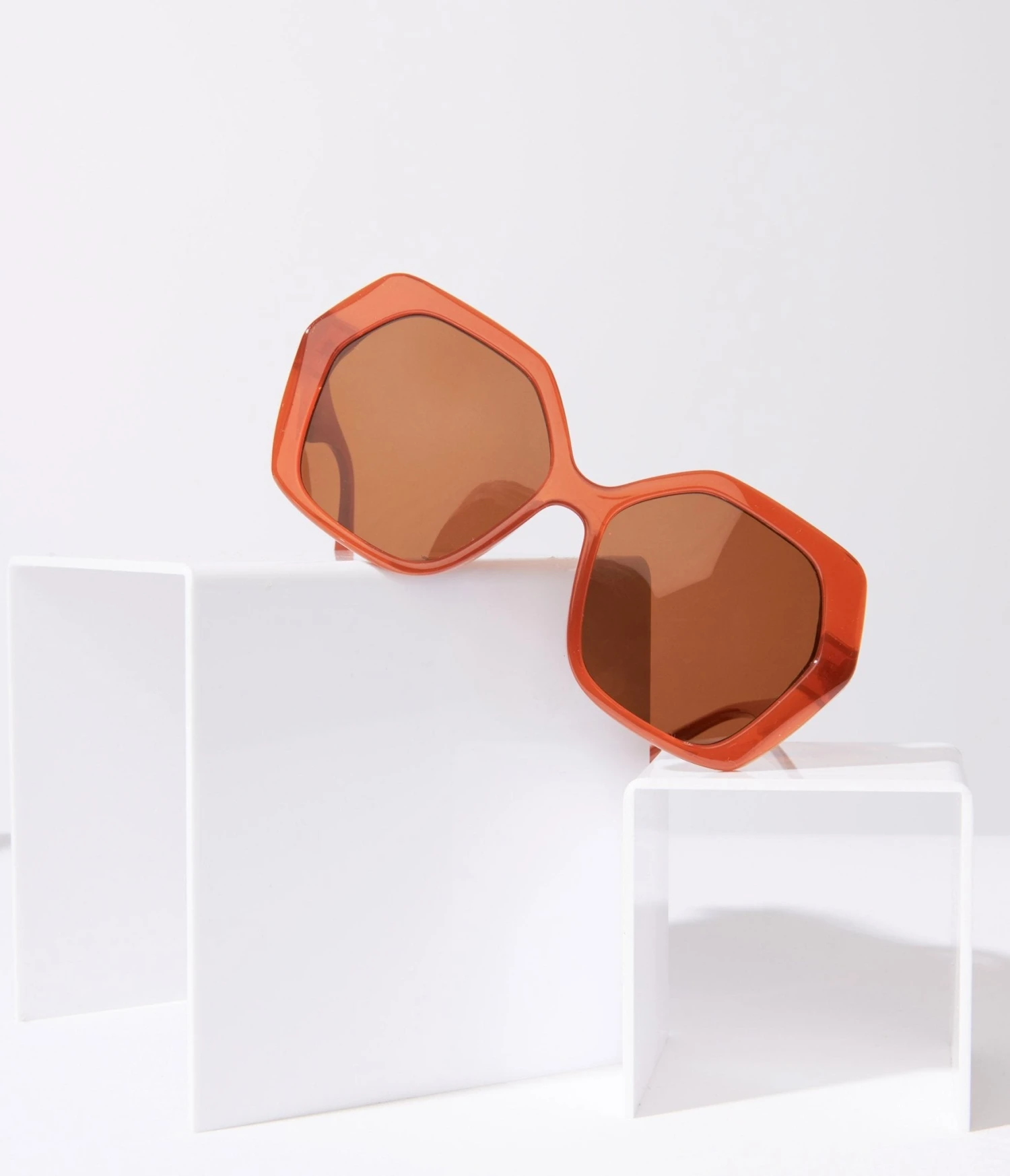 Rust & Brown Tint Geometric Sunglasses 1 Rust & Brown Tint Geometric Sunglasses