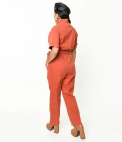 Rust Denim Utility Jumpsuit -New Dress Store rust denim utility jumpsuit 909213