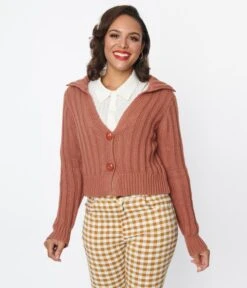 Rust Red Long Sleeve Cardigan -New Dress Store rust red long sleeve cardigan 781548