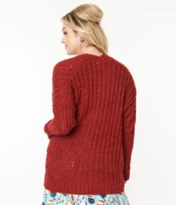 Rust Red Open Long Cardigan -New Dress Store rust red open long cardigan 963142