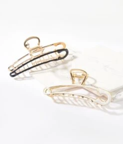 Safety Pin Cutout Hair Claw Set