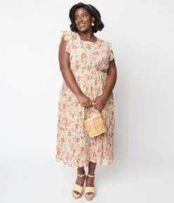 Sage Floral Pleated Midi Dress -New Dress Store sage floral pleated midi dress 423610