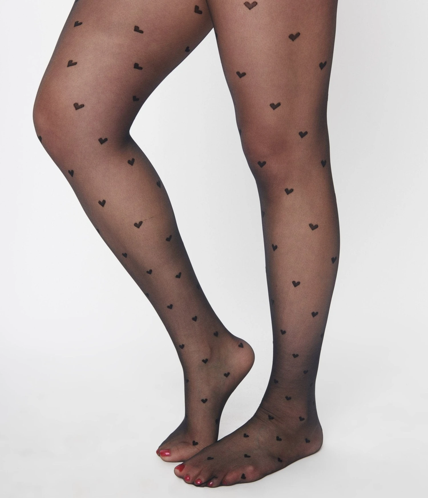 Sheer Black Heart Tights 2 Sheer Black Heart Tights - Image 2