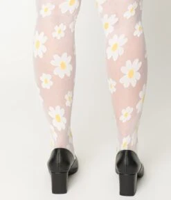 Sheer White Daisy Tights -New Dress Store sheer white daisy tights 537866