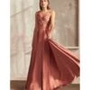 Cinderella Divine Sienna Satin Ruched Knotted Keyhole Evening Gown