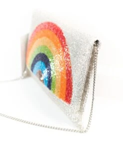 Silver Beaded Rainbow Clutch -New Dress Store silver beaded rainbow clutch 347041