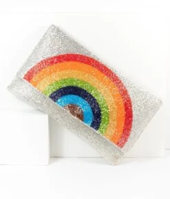 Silver Beaded Rainbow Clutch -New Dress Store silver beaded rainbow clutch 988420