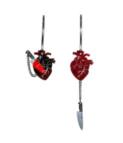 Silver Chopped Heart Hoop Earrings