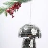 Silver Disco Mushroom Mirror Glass Ornament