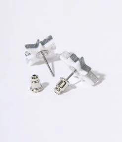 Silver Glitter Atomic Star Stud Earrings -New Dress Store silver glitter atomic star stud earrings 261922