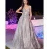 Cinderella Divine Silver Glitter Sleeveless Ball Gown