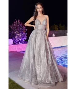 Cinderella Divine Silver Glitter Sleeveless Ball Gown